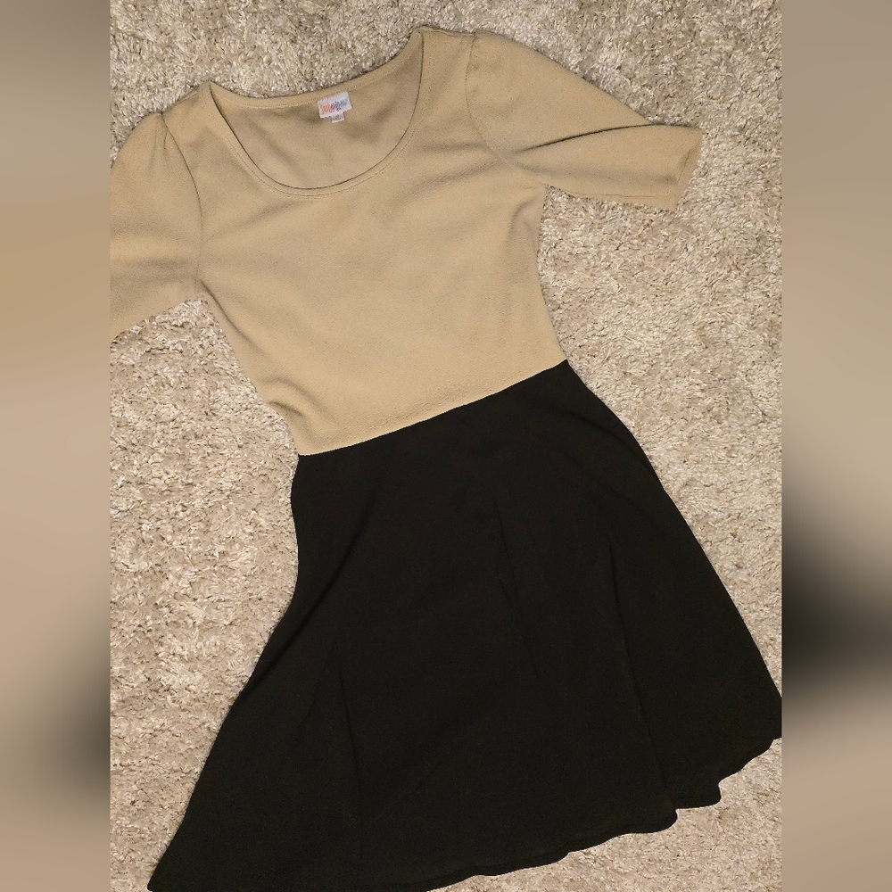 Medium LuLaRoe Nicole Beige and Black Dress